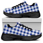 Blue And White Buffalo Check Print Black Chunky Shoes