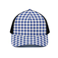 Blue And White Buffalo Check Print Black Mesh Trucker Hat