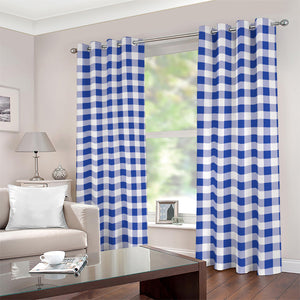 Blue And White Buffalo Check Print Blackout Grommet Curtains