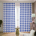 Blue And White Buffalo Check Print Dimout Pencil Pleat Curtains