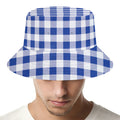 Blue And White Buffalo Check Print Bucket Hat