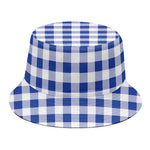 Blue And White Buffalo Check Print Bucket Hat