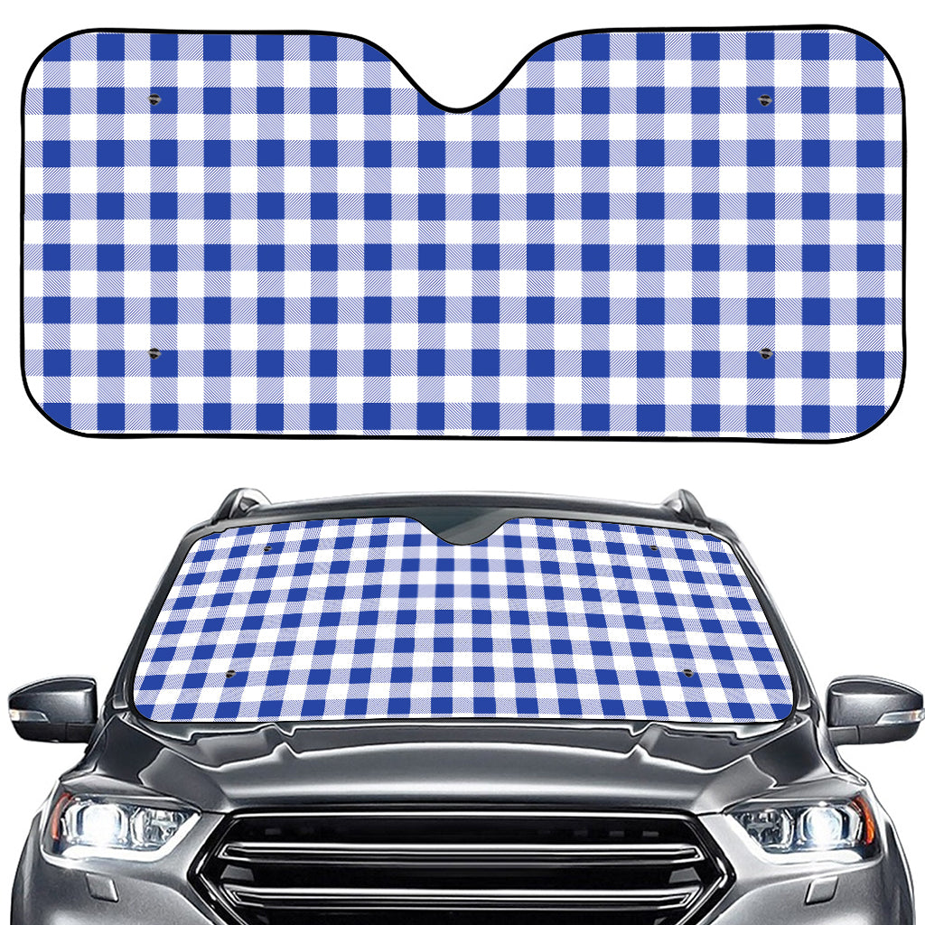 Blue And White Buffalo Check Print Car Windshield Sun Shade