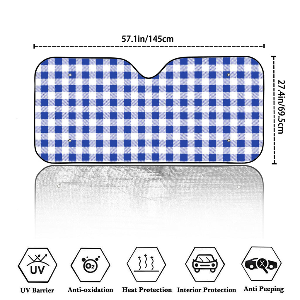 Blue And White Buffalo Check Print Car Windshield Sun Shade