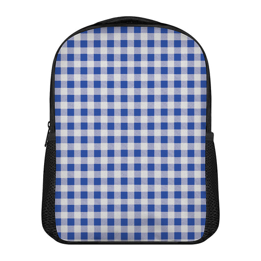Blue And White Buffalo Check Print Casual Backpack