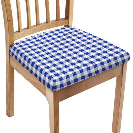Blue And White Buffalo Check Print Chair Cushion Cover