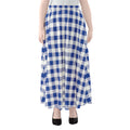 Blue And White Buffalo Check Print Chiffon Maxi Skirt