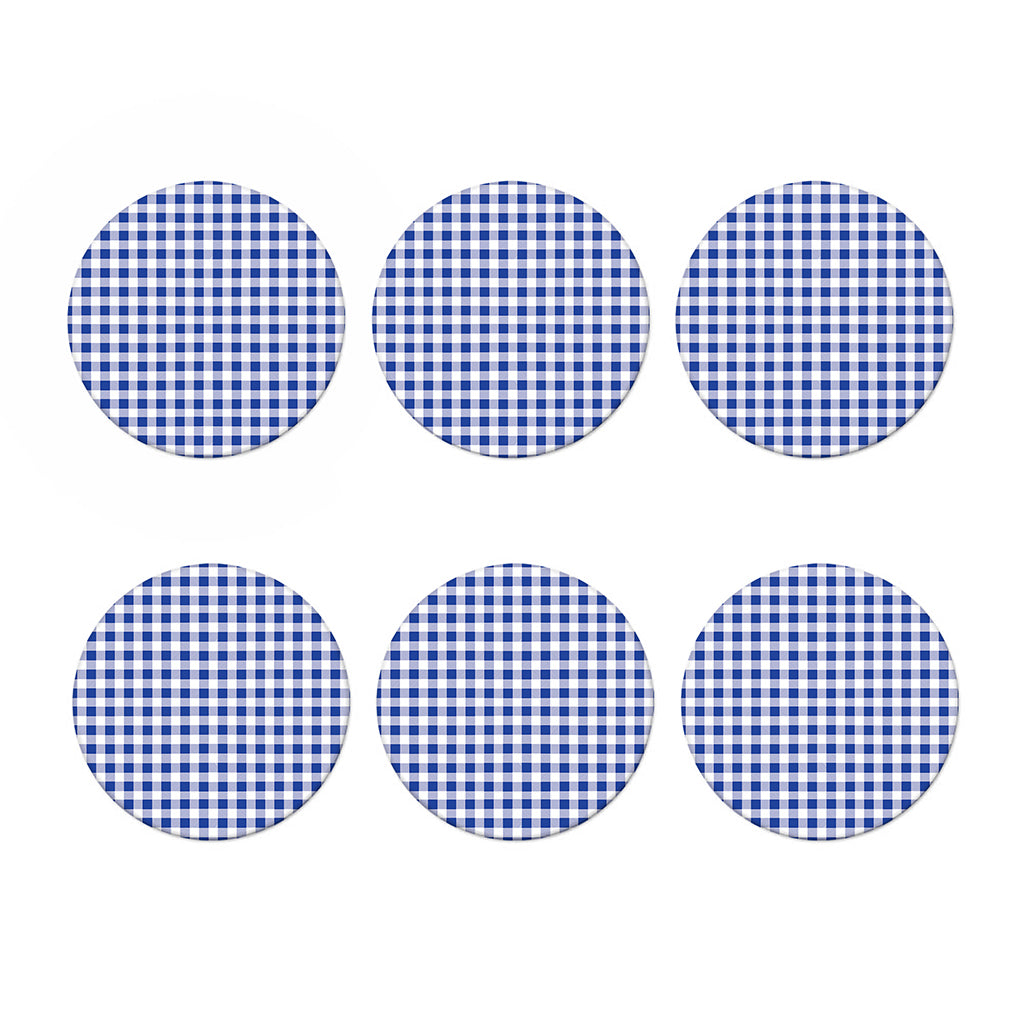 Blue And White Buffalo Check Print Coaster Set