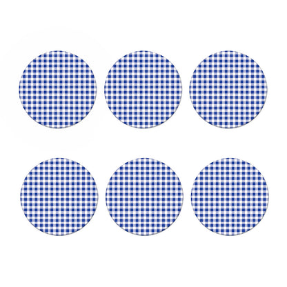 Blue And White Buffalo Check Print Coaster Set