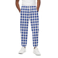 Blue And White Buffalo Check Print Cotton Sweatpants