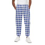 Blue And White Buffalo Check Print Cotton Pants
