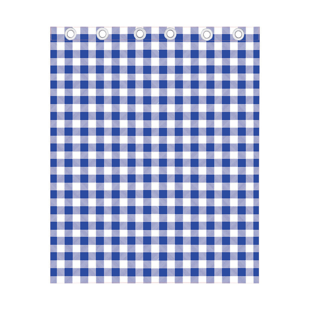Blue And White Buffalo Check Print Curtain