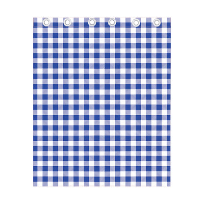 Blue And White Buffalo Check Print Curtain