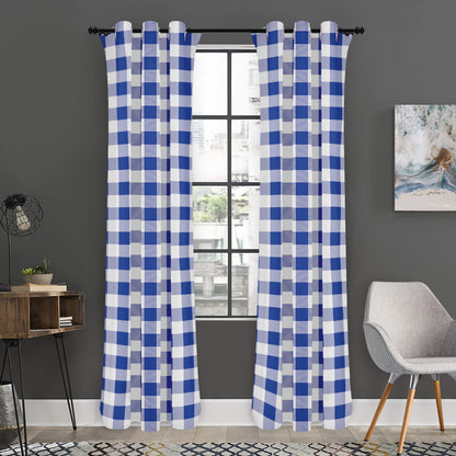 Blue And White Buffalo Check Print Curtain