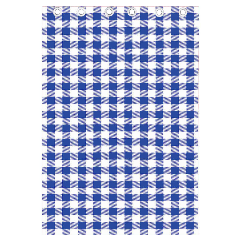 Blue And White Buffalo Check Print Curtain