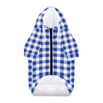 Blue And White Buffalo Check Print Dog Zip Up Hoodie
