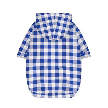 Blue And White Buffalo Check Print Dog Zip Up Hoodie