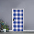 Blue And White Buffalo Check Print Door Sticker