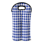 Blue And White Buffalo Check Print Double Neoprene Wine Tote