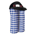 Blue And White Buffalo Check Print Double Neoprene Wine Tote