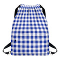 Blue And White Buffalo Check Print Drawstring Backpack