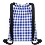 Blue And White Buffalo Check Print Drawstring Backpack