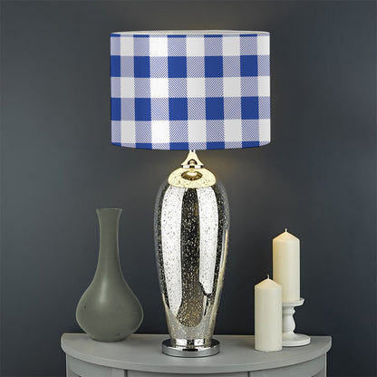 Blue And White Buffalo Check Print Drum Lamp Shade