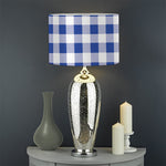 Blue And White Buffalo Check Print Drum Lamp Shade