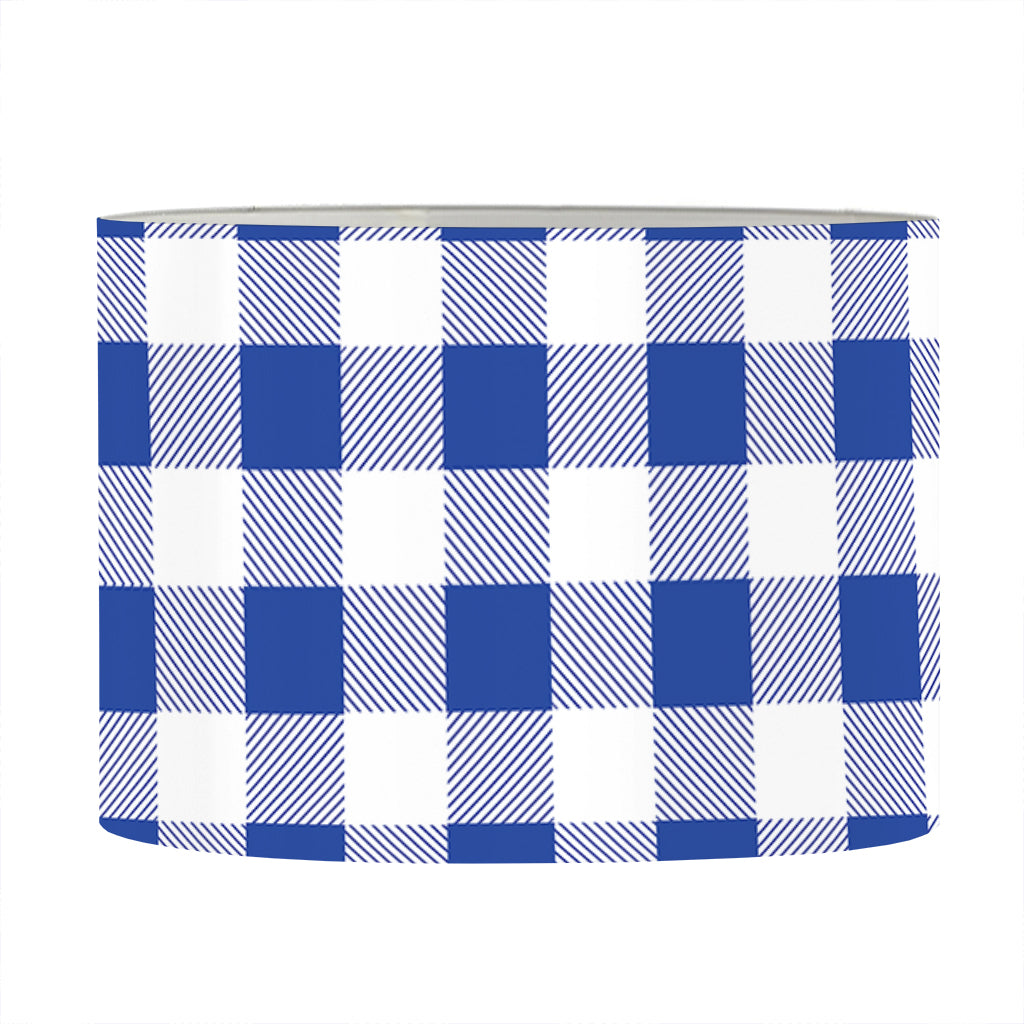 Blue And White Buffalo Check Print Drum Lamp Shade