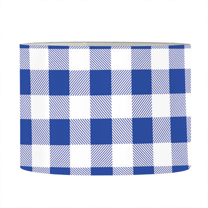 Blue And White Buffalo Check Print Drum Lamp Shade
