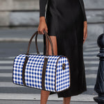Blue And White Buffalo Check Print Duffle Bag