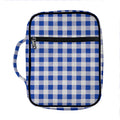Blue And White Buffalo Check Print Front Pocket Bible Bag
