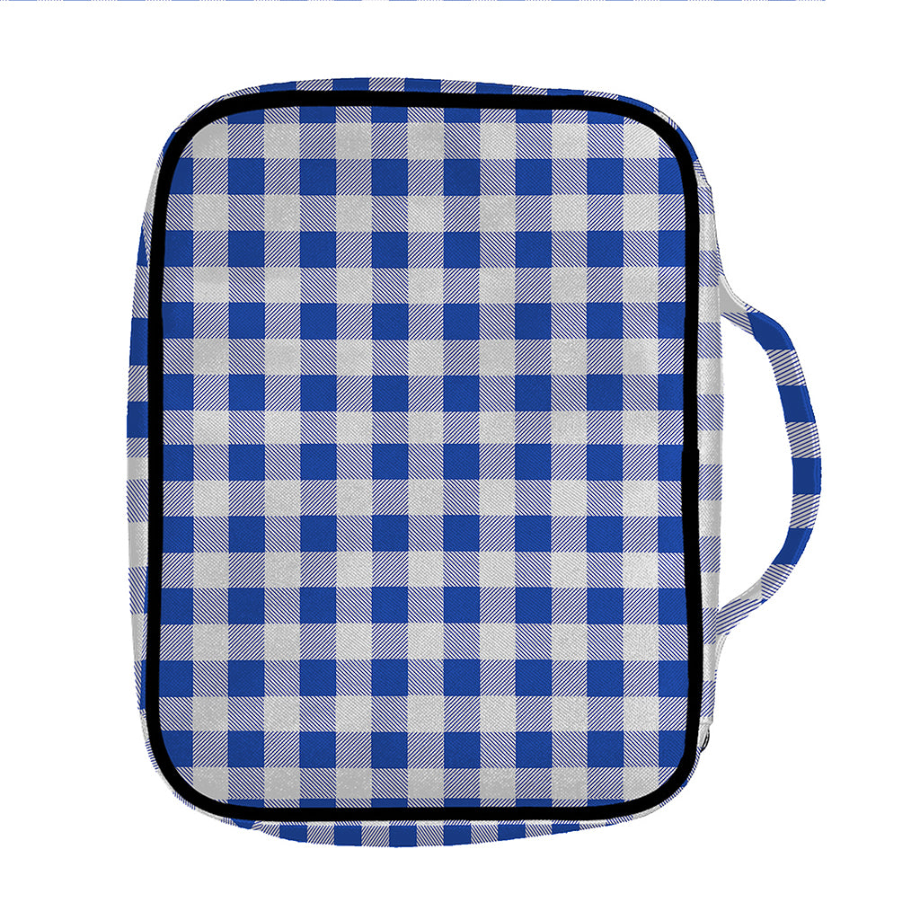 Blue And White Buffalo Check Print Front Pocket Bible Bag