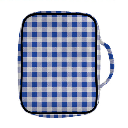 Blue And White Buffalo Check Print Front Pocket Bible Bag