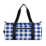 Blue And White Buffalo Check Print Gym Bag