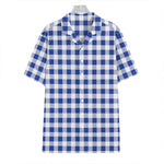 Blue And White Buffalo Check Print Hawaiian Shirt