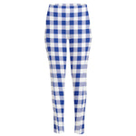 Blue And White Buffalo Check Print High-Waisted Pocket Leggings