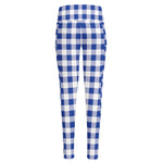 Blue And White Buffalo Check Print High-Waisted Pocket Leggings