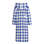 Blue And White Buffalo Check Print Hooded Bathrobe