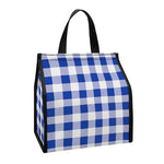 Blue And White Buffalo Check Print Insulated Lunch Tote
