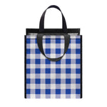 Blue And White Buffalo Check Print Insulated Lunch Tote
