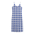 Blue And White Buffalo Check Print Jersey Midi Cami Dress