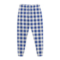 Blue And White Buffalo Check Print Jogger Pants