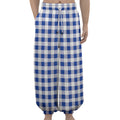 Blue And White Buffalo Check Print Lantern Pants