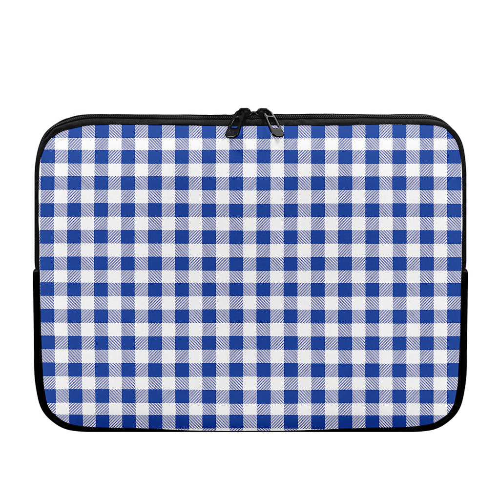 Blue And White Buffalo Check Print Laptop Sleeve