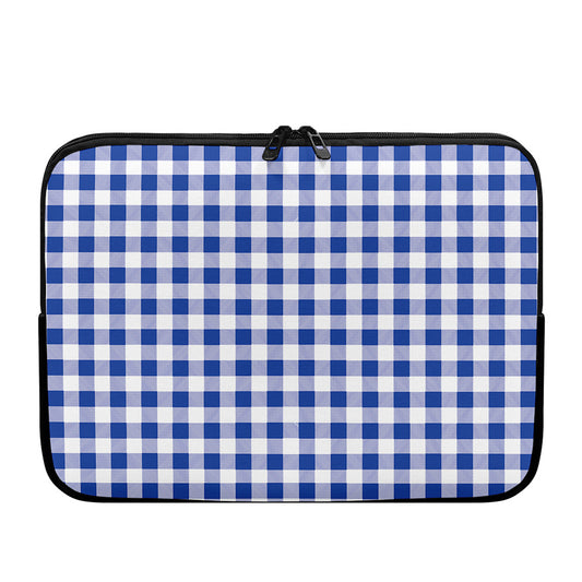 Blue And White Buffalo Check Print Laptop Sleeve