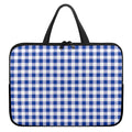 Blue And White Buffalo Check Print Laptop Sleeve With Handle