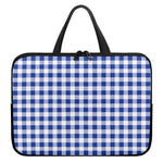 Blue And White Buffalo Check Print Laptop Sleeve With Handle