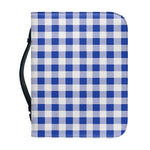 Blue And White Buffalo Check Print Leather Bible Cover