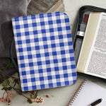 Blue And White Buffalo Check Print Leather Bible Cover